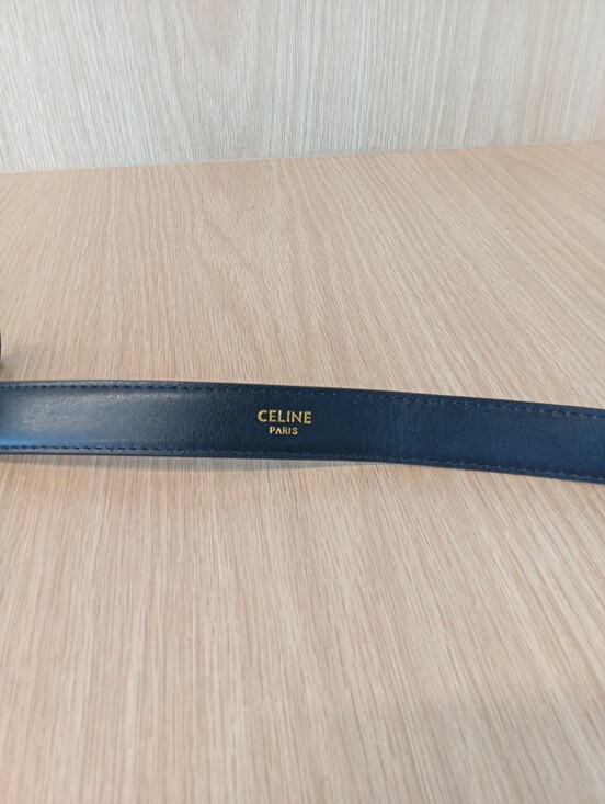 Celine Gold Black Triumphe Leather Belt main image 5